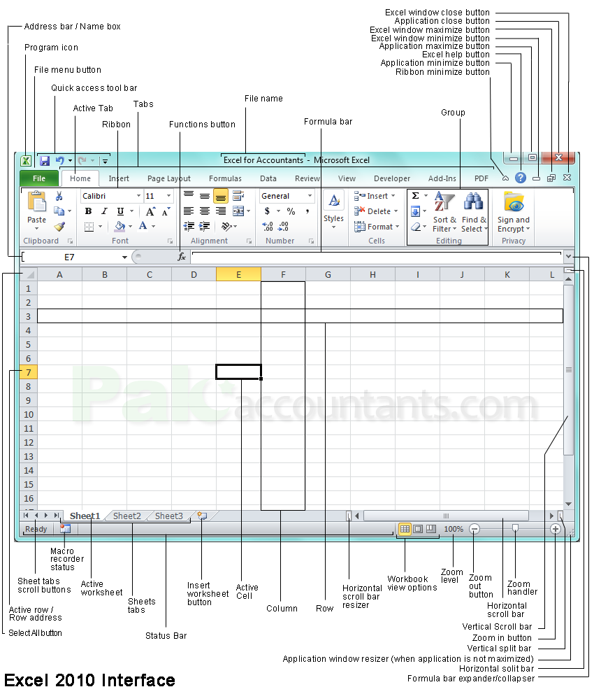 excel interface right size