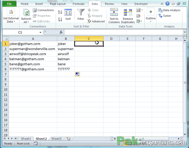 Splittingextracting Username And Domain Name In Email Address Using Excel Left And Find 8599