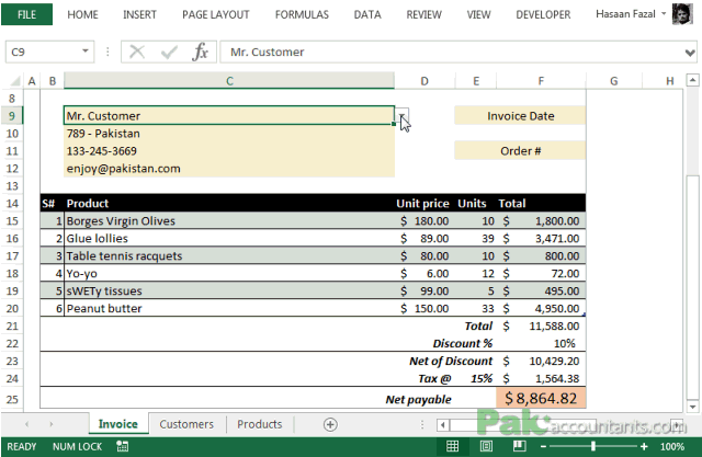 FREE Excel Invoice Template V1 0 with Customer and Product list