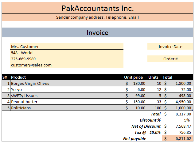 invoice excel template free