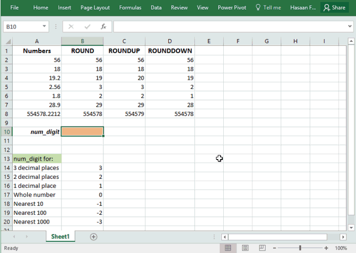 excel rounding nearest 10 100